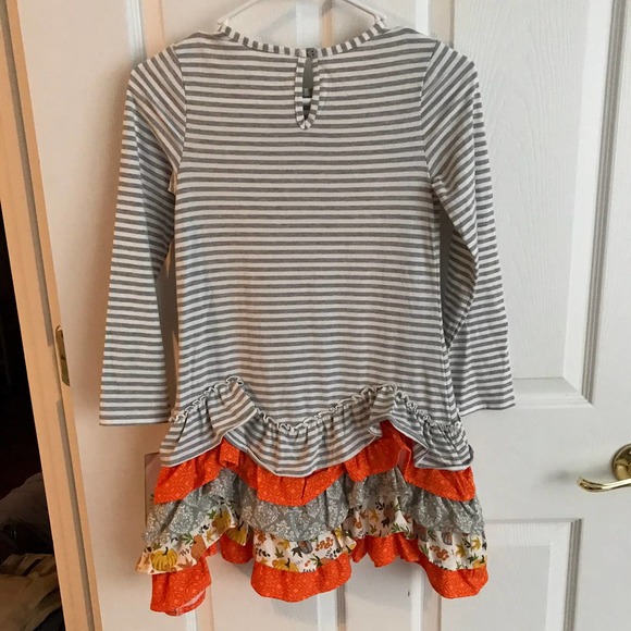 Counting Daisies Girls Thanksgiving Dress With Five Rows of Ruffles  NEW - Picture 3 of 12